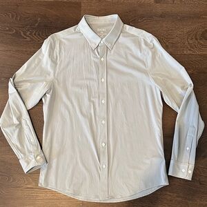 Rhone Slim Fit Commuter Men's Light Gray Geo Dot Dress Shirt